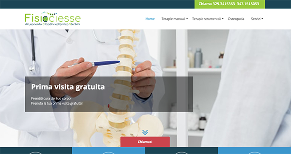 A screenshot of the website www.fisiociesse.it